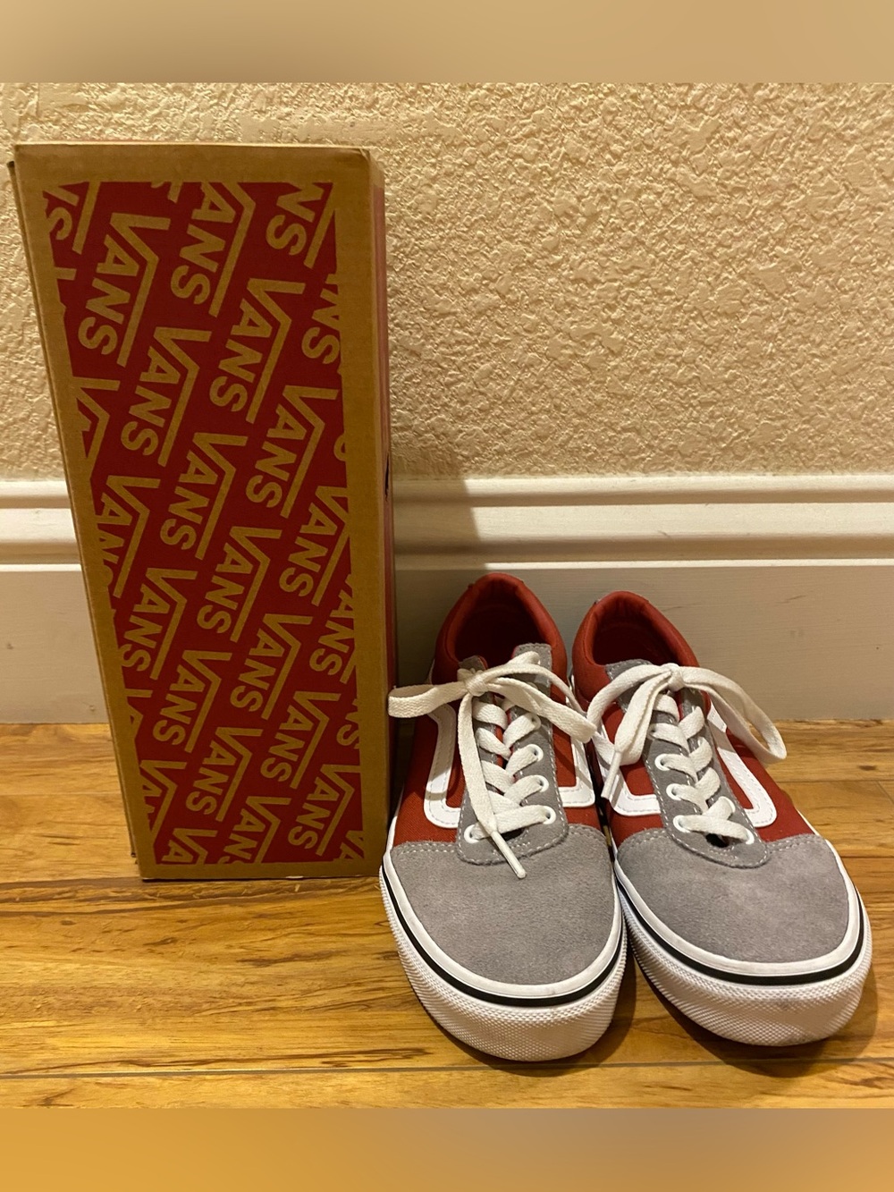 Vans Retro Block Sneakers in Red, Gray & White